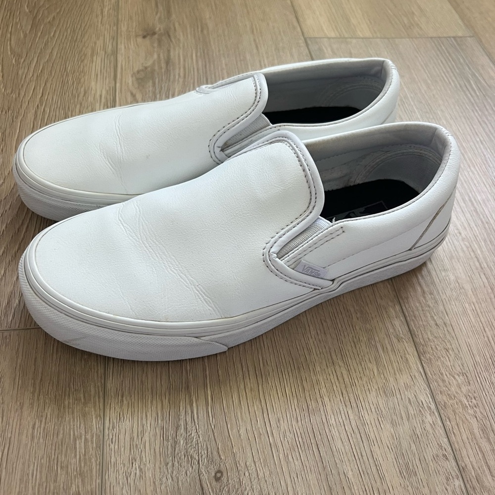 White Leather Vans W8.5